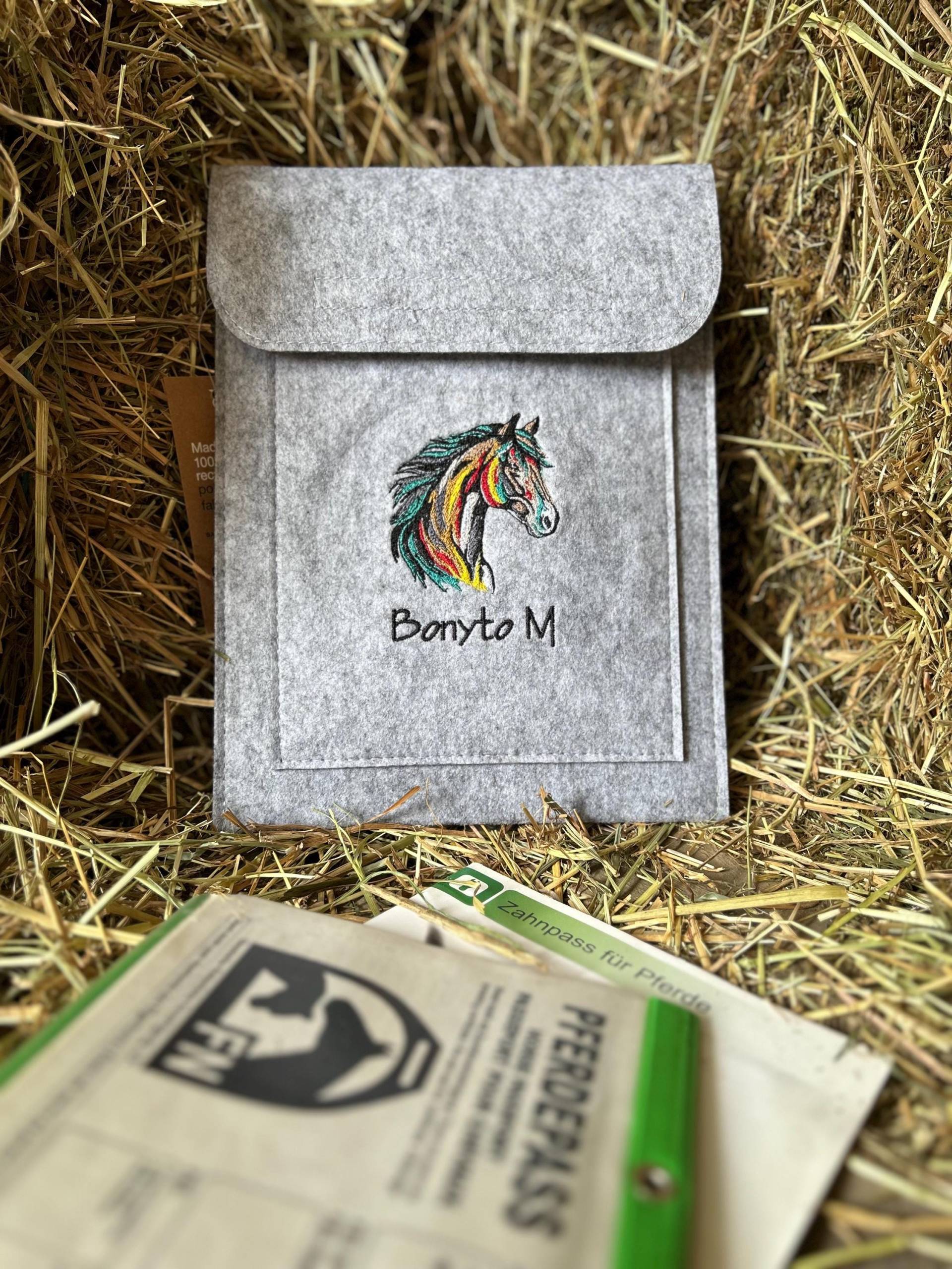 Pferdepasshülle Bestickt Equidenpass Mit Wunschname Filzhülle Personalisierbar Geschenk Für Reiter Stickerei von SiftarsFadenwerk