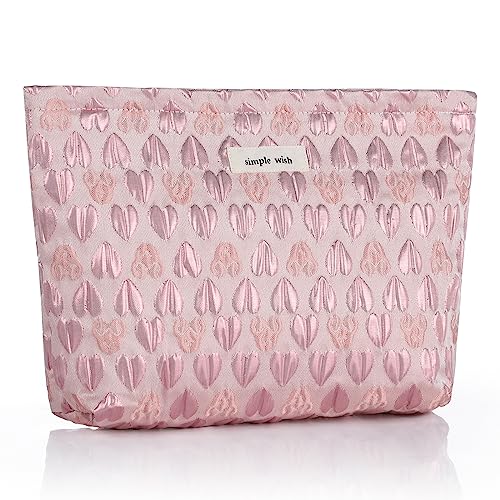 Sightor Ästhetische Make-up-Tasche, große Kapazität, Kosmetiktasche, Segeltuch, Blumenmuster, Make-up-Tasche, Reisetasche, Make-up, Geldbörse, Kulturbeutel, Aufbewahrungstasche für Frauen, Pink Love, von Sightor