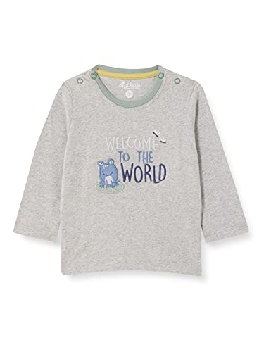 Sigikid Baby-Jungen Classic Langarmshirt aus Bio-Baumwolle für Kinder T-Shirt, Grau/Frosch, 68 von Sigikid