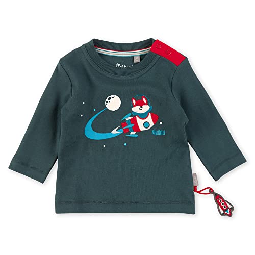 Sigikid Baby-Jungen Langarmshirt aus Bio-Baumwolle T-Shirt, anthrazit/Weltall, 86 von Sigikid