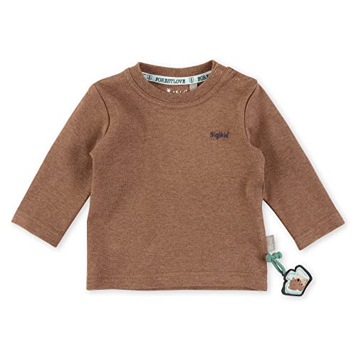 Sigikid Baby-Jungen Langarmshirt aus Bio-Baumwolle T-Shirt, braun meliert/Uni, 68 von Sigikid