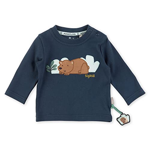 Sigikid Baby-Jungen Langarmshirt aus Bio-Baumwolle T-Shirt, dunkelblau/Bär, 62 von Sigikid