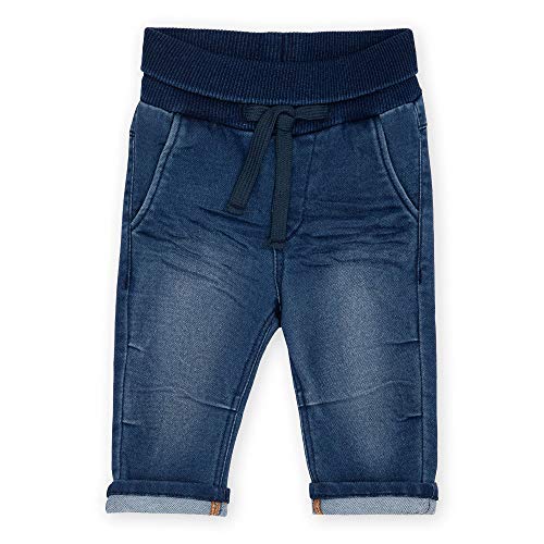 sigikid Baby Jeans mit elastischem Ripp-Schlupfbund zum Umschlagen und Bindebändchen - Softe Sweat Denim-Qualität und bequeme Passform, für Mädchen und Jungen, Größe 62 - 98 von Sigikid