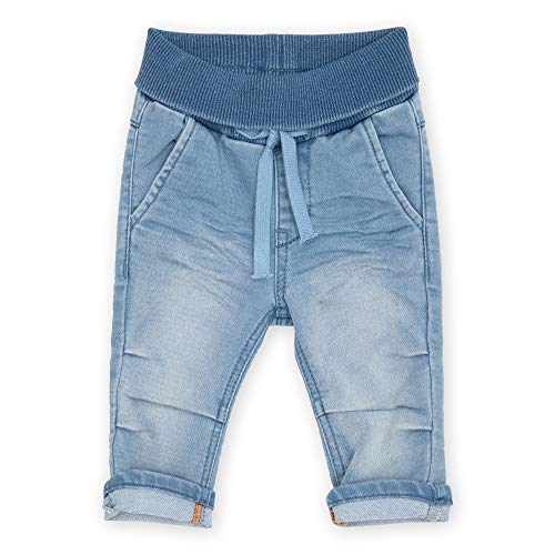 sigikid Baby Jeans mit elastischem Ripp-Schlupfbund zum Umschlagen und Bindebändchen - Softe Sweat Denim-Qualität und bequeme Passform, für Mädchen und Jungen, Größe 62 - 98 von Sigikid