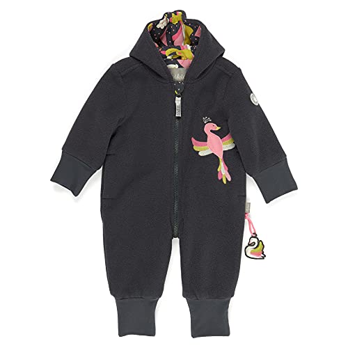 Sigikid Baby-Mädchen Fleeceoverall mit Kapuze Fleece-Overall mit Klappbündchen, Anthrazit/Schwan, 74 von Sigikid