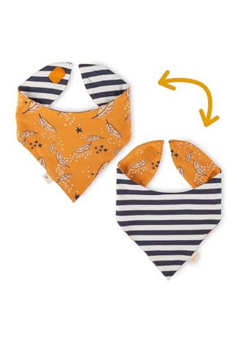 Sigikid Baby Mädchen Magic OWL Wendehalstuch, Ockerorange und Blau/Weiß gestreift, OneSize von Sigikid