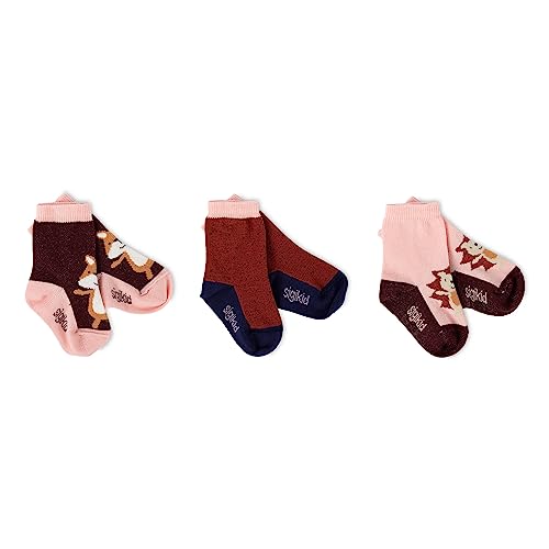 sigikid Baby-Mädchen Set 3er Autumn Forest Klassische Socken, rot/rosa, 22/24 von Sigikid