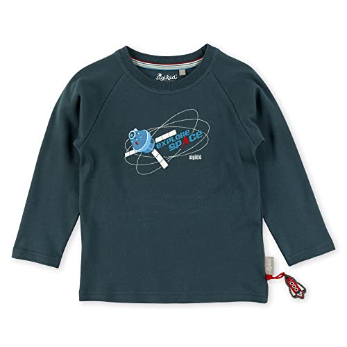 Sigikid Jungen Mini Langarmshirt aus Bio-Baumwolle T-Shirt, anthrazit/Weltall, 98 von Sigikid