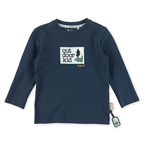 Sigikid Jungen Mini Langarmshirt aus Bio-Baumwolle T-Shirt, dunkelblau/Patch, 110 von Sigikid