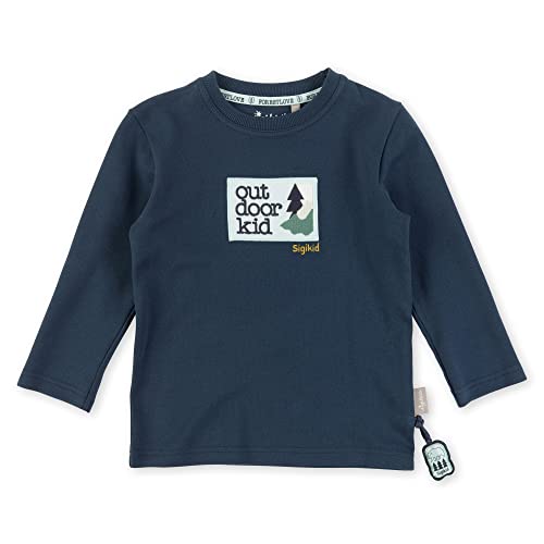 Sigikid Jungen Mini Langarmshirt aus Bio-Baumwolle T-Shirt, dunkelblau/Patch, 128 von Sigikid