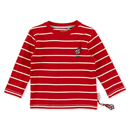 Sigikid Jungen Mini Langarmshirt aus Bio-Baumwolle T-Shirt, rot-weiß/Geringelt, 128 von Sigikid