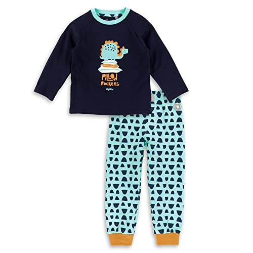 Sigikid Jungen Mini Pyjama aus Bio-Baumwolle Pyjamaset, dunkelblau/türkis, 128 von Sigikid