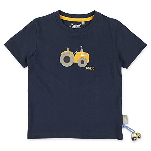 Sigikid Jungen Sigikid T-shirt aus Bio-baumwolle für Mini Jungen in Den Größen 98 Bis 128 T Shirt, Dunkelblau Traktor-applikation, 128 EU von Sigikid