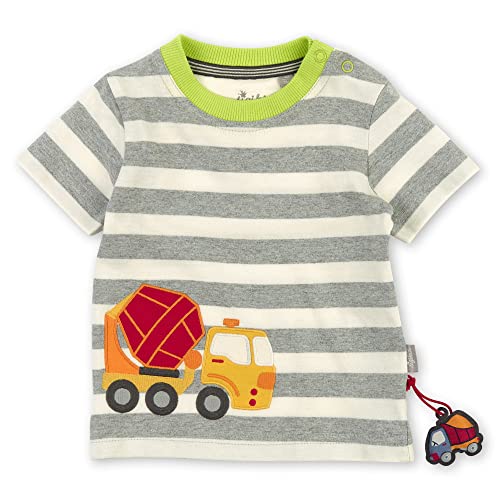 Sigikid Jungen T-Shirt, grau-gestreift/Baustelle, 68 von Sigikid