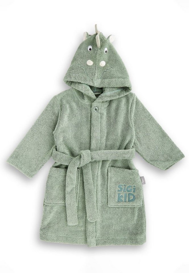 Sigikid Kinderbademantel Kinder Bademantel Bademantel mit Kapuze für Kinder, 100% Baumwolle, Kragenknopf, Bindegürtel seitlich festgenäht von Sigikid
