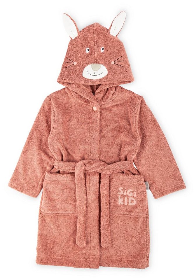 Sigikid Kinderbademantel Kinder Bademantel Bademantel mit Kapuze für Kinder, 100% Baumwolle, Kragenknopf, Bindegürtel seitlich festgenäht von Sigikid