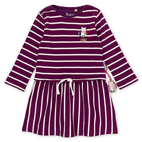 Sigikid Mädchen Mini Kleid aus Bio-Baumwolle Kinderkleid, lila/weiß gestreift, 98 von Sigikid