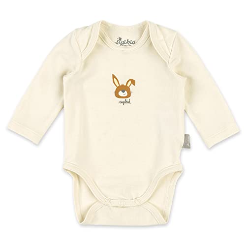 sigikid Unisex Baby Langarm aus Bio-Baumwolle für Neugeborene Mädchen & Jungen in den Größen 50 bis 68 Unterwäsche Body für Babys, weiß/Hase von Sigikid