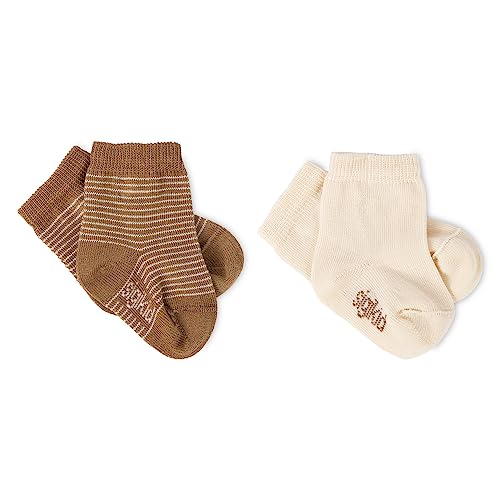 sigikid Unisex Baby Set 2er Classic Jungen und Mädchen Klassische Socken, beige/braun, 13/15 von Sigikid