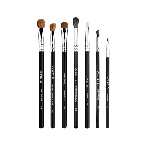 Sigma Beauty Basic Augen-Make-up-Pinsel-Set – Klassische Augen-Make-up-Pinsel mit Premium-Fasern und schlanken, langlebigen Griffen für Eyeliner, Lidschatten und Augenbrauen, inklusive 7 schwarzen von Sigma Beauty