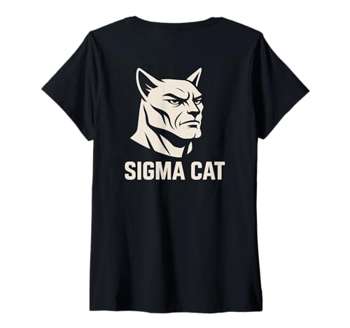 Damen Sigma Cat Funny Mewing Chad Alpha Gen-Z Meme T-Shirt mit V-Ausschnitt Damen Sigma Cat Funny Mewing Chad Alpha Gen-Z Meme T-Shirt mit V-Ausschnitt von Sigma Cat Funny Mewing Chad Alpha Gen-Z Meme