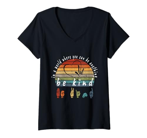 Damen Gebärdensprache in der Welt, wo Sie alles sein können T-Shirt mit V-Ausschnitt Damen Gebärdensprache in der Welt, wo Sie alles sein können T-Shirt mit V-Ausschnitt von Sign Language ASL