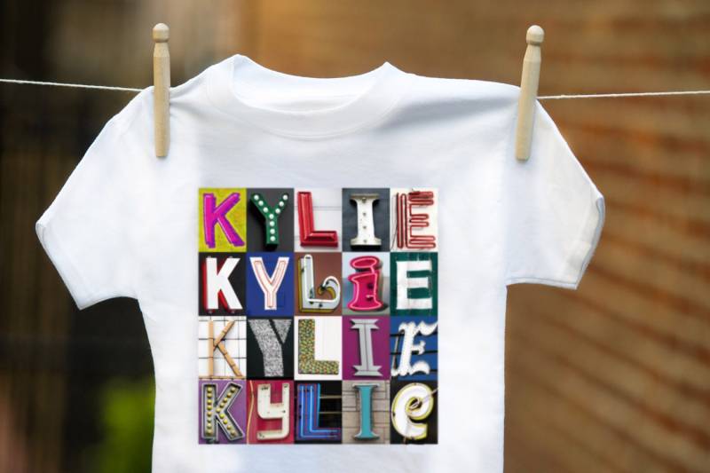 Kleinkind-T-Shirts Mit Namen in Fotos Von Alphabet Zeichen Buchstaben; Benutzerdefiniert Gedruckt; Kinder-T-Shirts; Kleinkind-Kleidung; Coole T von SignYourNames