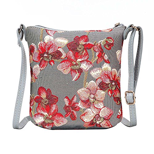 Signare Tapisserie Kleine Tasche Damen, Handtasche Damen Klein, Reisepass Tasche, Mini Handtasche (Orchidee) von Signare