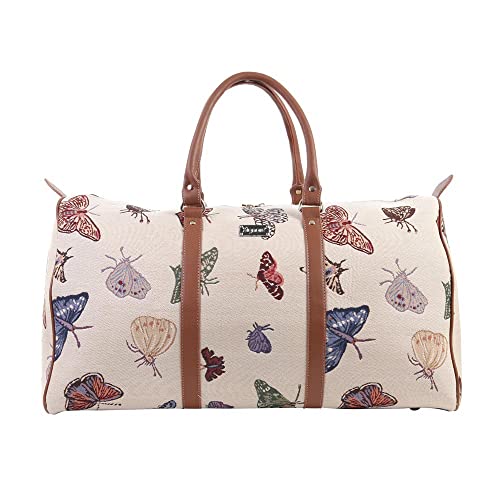 Signare Gobelin-Gepäcktasche für Reisen und Sport/große Reisetasche für Damen Sporttasche Damen mit Garten Designs (Schmetterling) von Signare