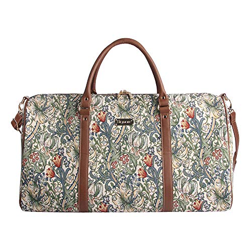 Signare Gobelin-Gepäcktasche für Reisen und Sport/große Reisetasche für Damen Sporttasche Damen mit William Morris Designs (Goldene Lilie) von Signare
