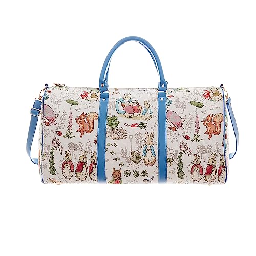 Signare Gobelin Große Seesack Übernachtungstaschen Wochenendtasche für Frauen mit Garten-Design, blau, Einheitsgröße, Peter Rabbit Handgepäck von Signare