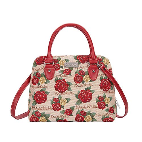 Signare Gobelin-Handtaschen, Schultertasche und Cross-Body-Taschen für Frauen mit mexikanischen Volkskunst-Designs, - Frida Rose - Größe: Einheitsgröße von Signare