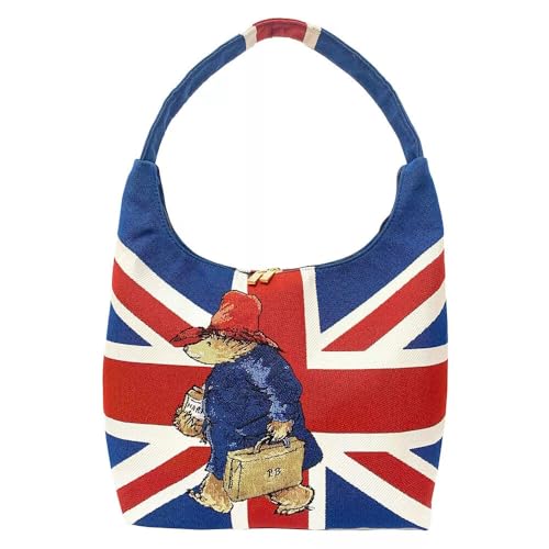 Signare Gobelin-Hobo-Schultertasche – Union Jack Paddington Bär Design, geräumige lässige Slouch-Handtasche, leicht flach verpackt mit Innentaschen, mehrfarbig, Medium von Signare