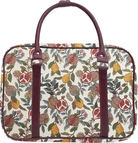 Signare Gobelin-Kabinentasche, Granatapfel und Zitrone, leichte Reisetasche für Damen, stilvolle Übernachtungs- und Wochenendtasche mit mediterranem Obst-Design (POMEGRA) von Signare