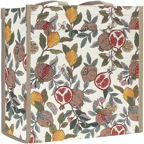 Signare Gobelin Shopper Tasche Umhängetasche Einkaufstasche für Damen (SHOP-) (Granatapfel und Zitrone) von Signare