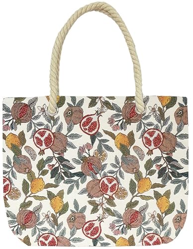 Signare Gobelin-Strandtasche, Seilgriff und Reißverschluss (Granatapfel und Zitrone) (POMEGRA) von Signare