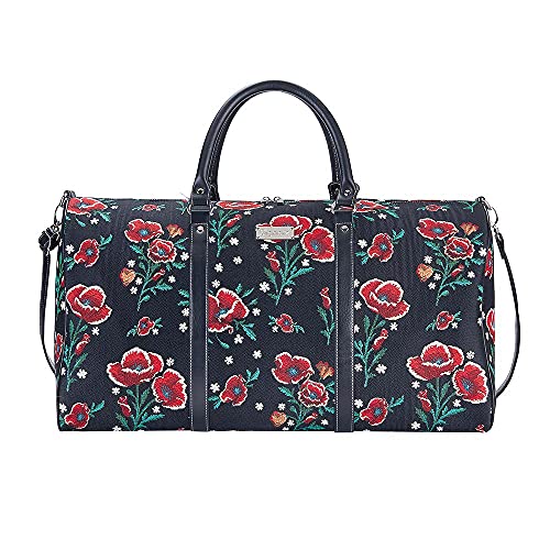 Signare Große Seesack für Damen, Wochenendtasche, Frida Kahlo Mohnblume in schwarzem Hintergrund, Einheitsgröße von Signare