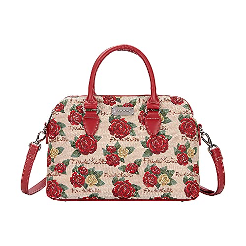 Signare Tapisserie-Handtasche mit 3 Fächern für Damen, Handtaschen & Schultertasche für Damen, Umhängetasche für Frauen mit berühmtem Design, Frida Rose, Einheitsgröße von Signare