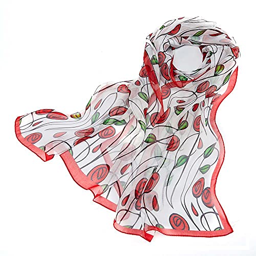 Signare Leichter und weicher Damenschal/Kopfbedeckung aus 100 % Seide, Simple Rose, One size von Signare
