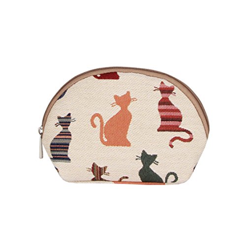 Signare Tapestry Kosmetiktasche klein, Schminktasche Frauen und Kulturbeutel Frauen mit Tiermotiven (Freche Katze) von Signare