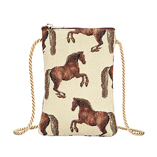 Signare Tapestry Mini Crossbody Phone Bag Damen Geldbörse für Handy Handy Tasche Handy Geldbörse Smartphone Tasche Tier Design, Whistlejacket von Signare