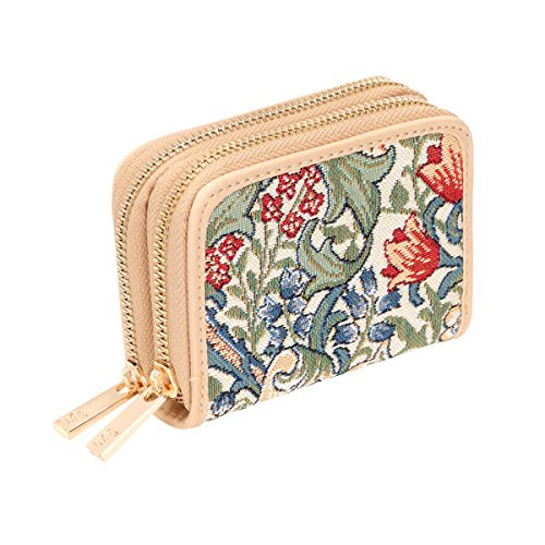 Signare Tapisserie Brieftasche, Kreditkartenhalter RFID Blocking Zipper geldbörse Damen mit William Morris Designs (Goldene Lilie) von Signare