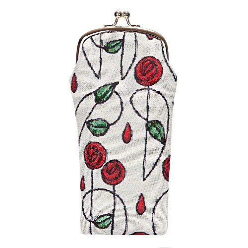 Signare Tapisserie Brillenetui Damen, Brillenbeutel, Sonnenbrillen Etui, Brillen Etuis mit Blumenmustern (Mackintosh Rose) von Signare