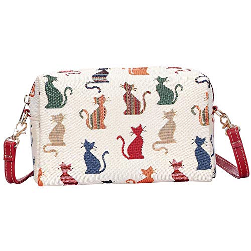 Signare Tapisserie Handtaschen Damen, Umhängetasche Damen, Schultertasche Damen (Freche Katze) (HPBG-CHEKY) von Signare