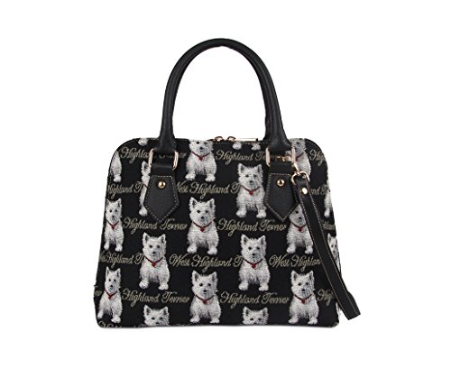 Signare Tapisserie Handtaschen Damen, Umhängetasche Damen, Schultertasche Damen mit Hundedesigns (Westie) von Signare