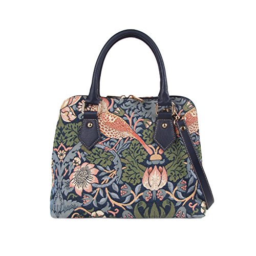 Signare Tapisserie Handtaschen Damen, Umhängetasche Damen Schultertasche Damen und Umhängetaschen Damen mit William Morris Designs (Erdbeerdieb Blau) von Signare