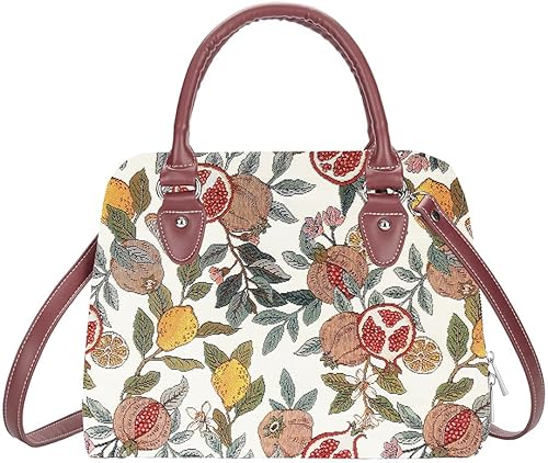 Signare Tapisserie-Handtaschen Schultertasche und Crossbody-Taschen für Damen mit Garten-Design (Granatapfel und Zitrone, Conv-Pomegra) von Signare