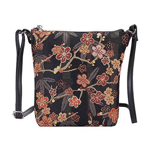 Signare Tapisserie Kleine Crossbody Bag Sling Bag für Frauen mit Ume Sakura Design Japanischer Stil von Signare