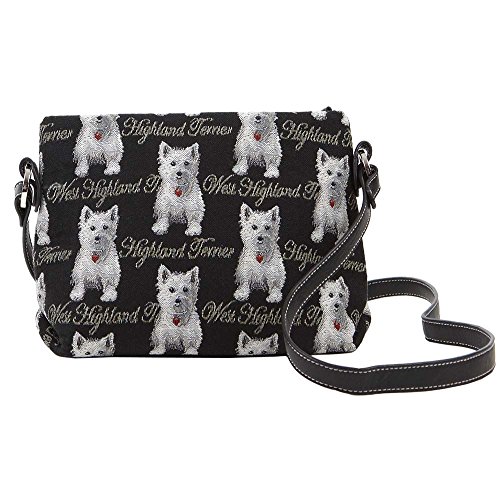 Tapisserie Kleine Handtasche Damen, Umhängetasche Damen, Schultertasche Damen (Westie) von Signare