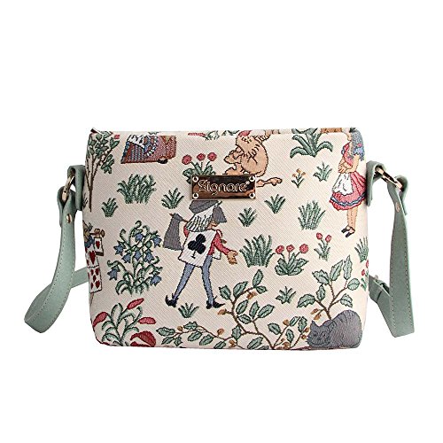 Signare Tapisserie Kleine Handtasche Damen, Umhängetasche Damen, Schultertasche Damen mit Alice in Wonderland Design (Alice in Wonderland) von Signare